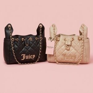 NWT Juicy Couture Exclusive Black and Beige Quilted Bag Collection Set of 2